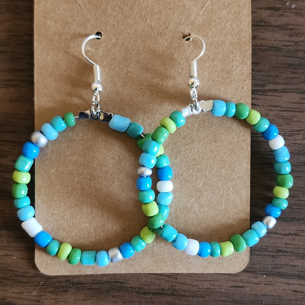Free w/purchase Ocean Blues Beaded Hoops